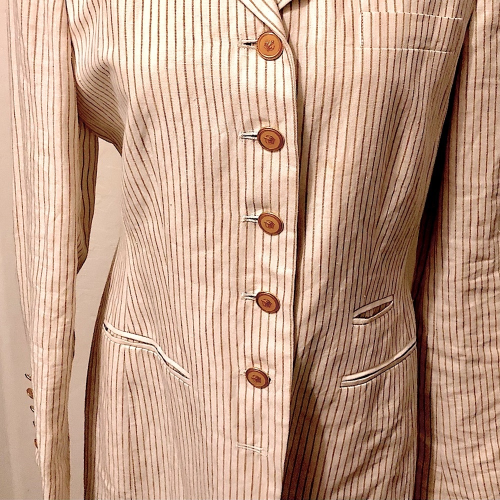 Vintage J Peterman Button down Equestrian style 💯% linen jacket.